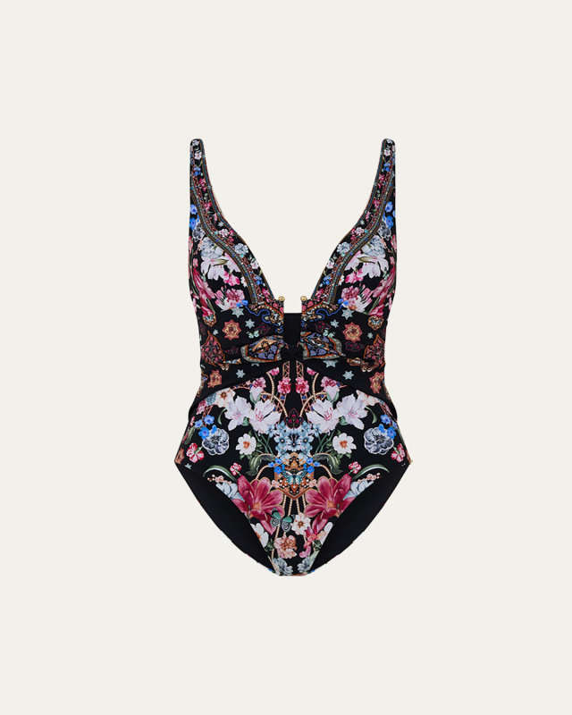 Midnight in Monserrate U-Ring Underwire One-Piece Swimsuit